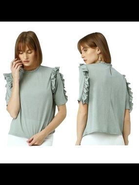 MANGO Ruffled Top Sz XS